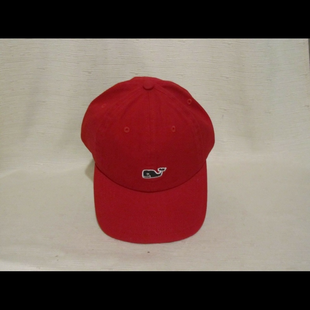 Vineyard Vines Red with Blue Whale Hat